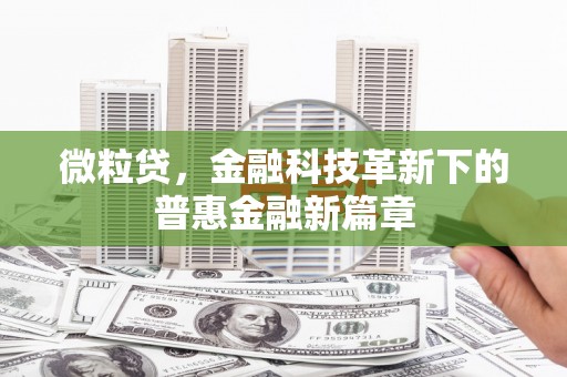 石屏微粒贷，金融科技革新下的普惠金融新篇章