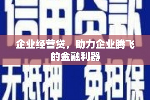 石屏企业经营贷，助力企业腾飞的金融利器