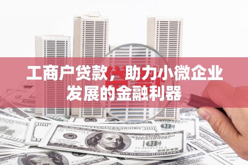 石屏工商户贷款，助力小微企业发展的金融利器