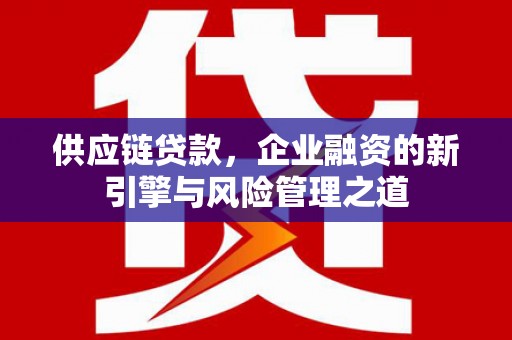 石屏供应链贷款，企业融资的新引擎与风险管理之道