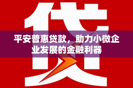 石屏平安普惠贷款，助力小微企业发展的金融利器