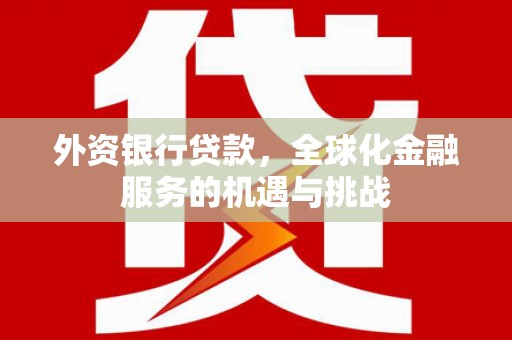 石屏外资银行贷款，全球化金融服务的机遇与挑战