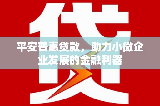 石屏平安普惠贷款，助力小微企业发展的金融利器