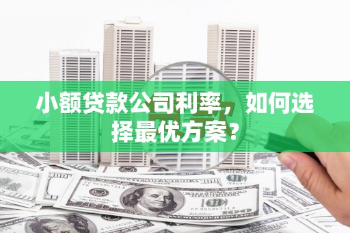 石屏小额贷款公司利率，如何选择最优方案？