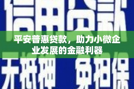 石屏平安普惠贷款，助力小微企业发展的金融利器