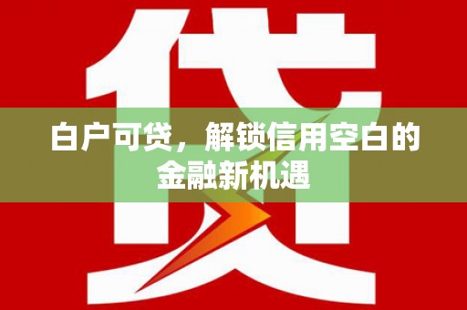 石屏白户可贷，解锁信用空白的金融新机遇