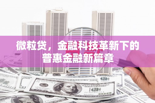 石屏微粒贷，金融科技革新下的普惠金融新篇章
