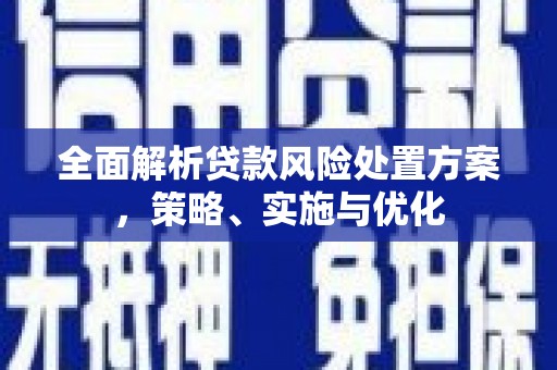 石屏全面解析贷款风险处置方案，策略、实施与优化